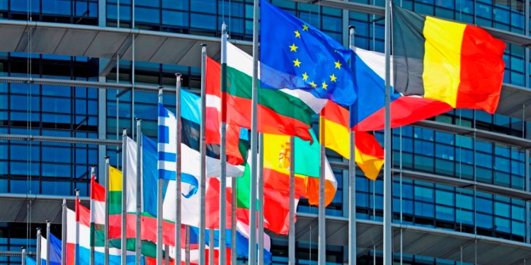 EU flags, European Parliament